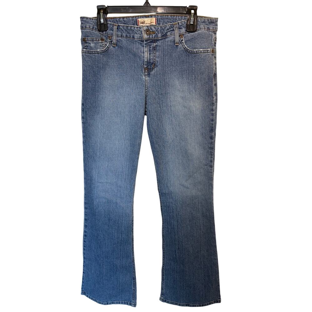 Vintage Y2K L.E.I. Mid Rise Bootcut Jeans Medium Wash Embroidered Pockets